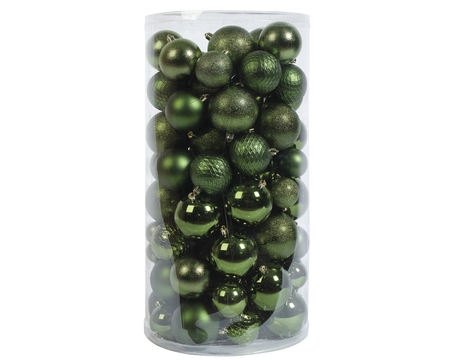 Kunststof kerstballen tube 100 stuks pine green - afbeelding 1