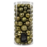 Kunststof kerstballen tube 100 stuks rosemary green