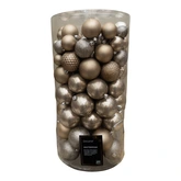 Kunststof kerstballen tube 100 stuks smokey pearl