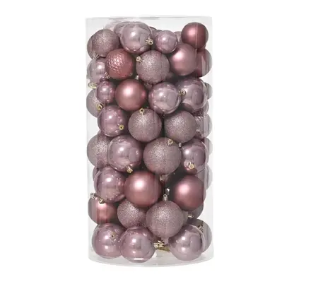 Kunststof kerstballen tube 100 stuks vintage pink