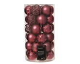 Kunststof kerstballen tube 37 stuks dark rose - afbeelding 1