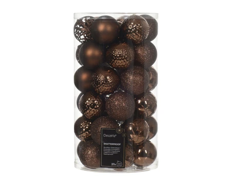 Kunststof kerstballen tube 37 stuks espresso
