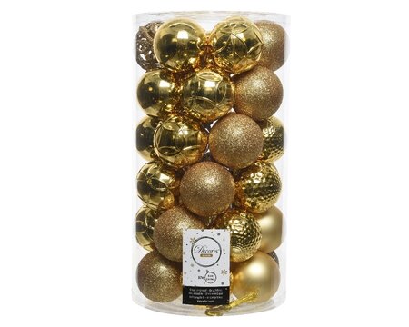 Kunststof Kerstballen Tube 37 stuks - Light Gold - afbeelding 1