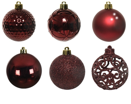 Kunststof kerstballen tube 37 stuks oxblood - afbeelding 2