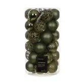 Kunststof kerstballen tube 37 stuks rosemary green
