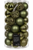 Kunststof kerstballen tube 37 stuks rosemary green