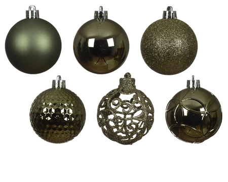 Kunststof kerstballen tube 37 stuks rosemary green - afbeelding 2