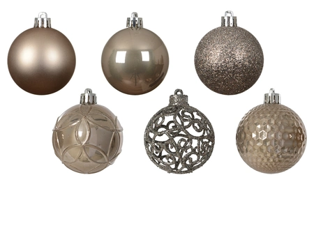 Kunststof kerstballen tube 37 stuks smokey pearl - afbeelding 2