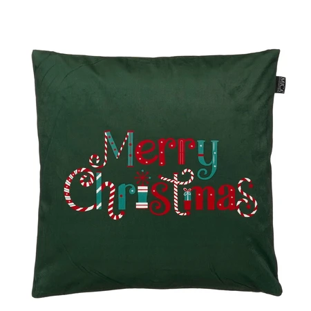 Kussen merry christmas groen - l45xb45xh16cm