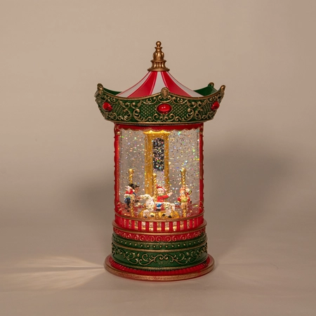 Lantaarn carousel 25.5x16cm rd/gr - afbeelding 2