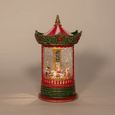 Lantaarn carousel 25.5x16cm rd/gr - afbeelding 2