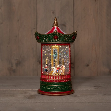 Lantaarn carousel 25.5x16cm rd/gr - afbeelding 3