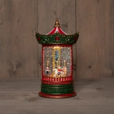 Lantaarn carousel 25.5x16cm rd/gr - afbeelding 3