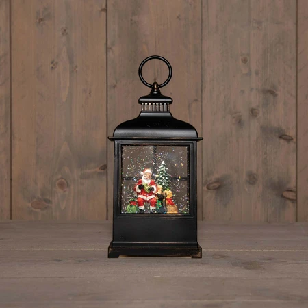 Lantaarn kerstman 12.5x8x27cm zwart