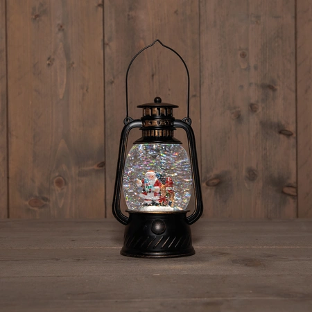 Lantaarn kerstman 20.5x12cm zwart - afbeelding 2