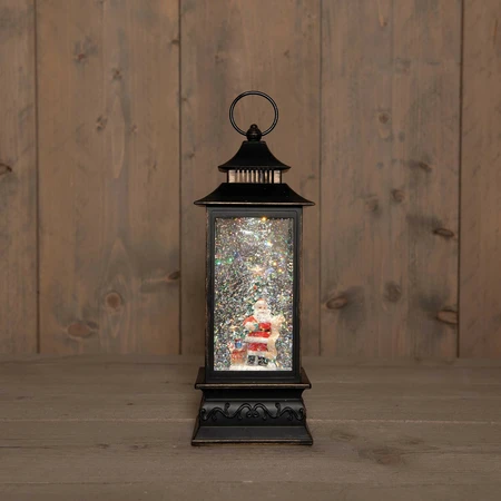 Lantaarn kerstman 29x10.5cm zwart