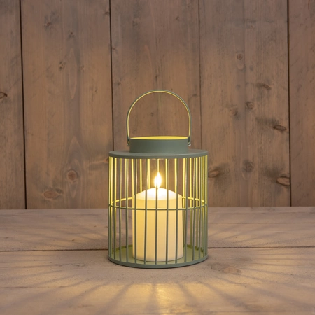 Lantaarn met kaars 18x15cm olijf