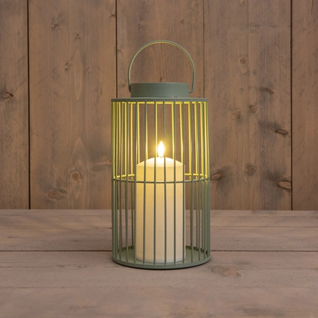 Lantaarn met kaars 26x15cm olijf
