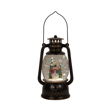 Lantaarn sneeuwpop 20.5x12cm zwart - afbeelding 1