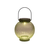 Lantaarn solar glas 15x14.5cm olijf