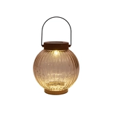 Lantaarn solar glas 15x14.5cm terra