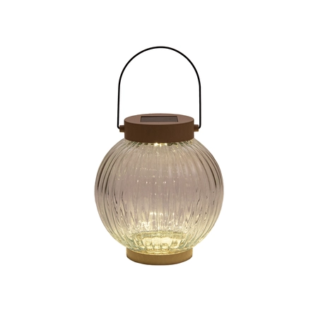 Lantaarn solar glas 15x14.5cm zand