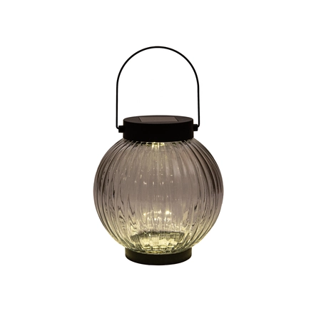 Lantaarn solar glas 15x14.5cm zwart