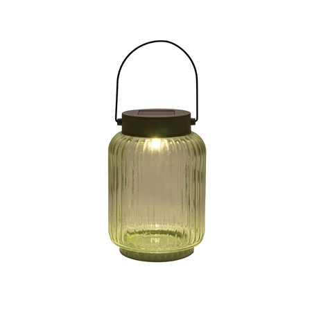 Lantaarn solar glas 16x11cm olijf