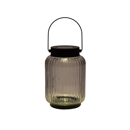 Lantaarn solar glas 16x11cm zwart