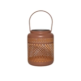 Lantaarn solar metaal 16x12cm terra