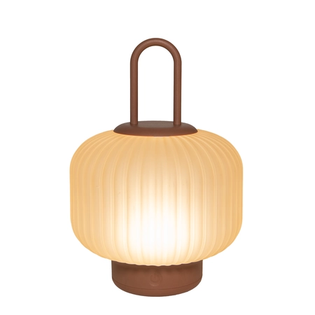 Lantaarn USB glas 25x18cm terra