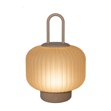 Lantaarn USB glas 25x18cm zand