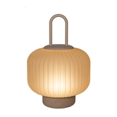 Lantaarn USB glas 25x18cm zand