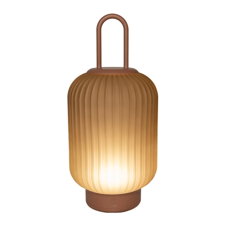 Lantaarn USB glas 33x15cm terra