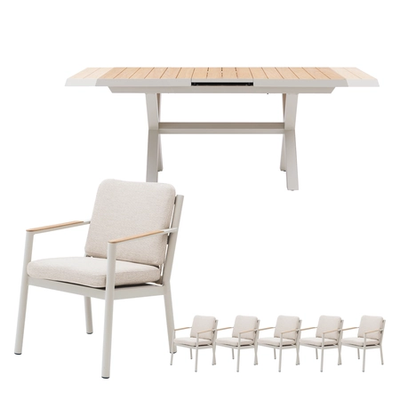 Las Palmas uitschuifbare dining set voor 6 personen - afbeelding 1