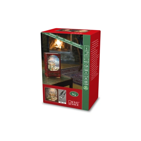 LED Boek, Kerstman, antiekrood, 1L, watergevuld, 1L warmwit, BOT 5u - afbeelding 2