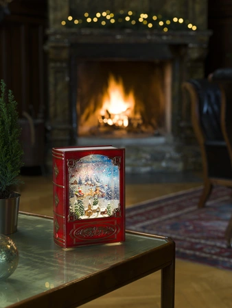 LED Boek, Kerstman, antiekrood, 1L, watergevuld, 1L warmwit, BOT 5u - afbeelding 3
