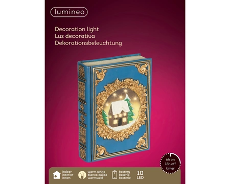 LED boek L6.5b16.5h22cm-10L blauw/wwt - afbeelding 2