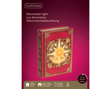 LED boek L6.5b16.5h22cm-11L rd/warm wit - afbeelding 2