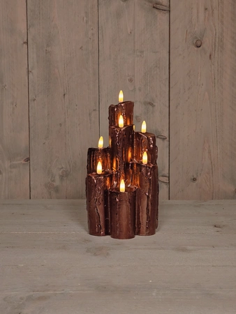 LED-druipkaarsen - H25,5cm Brons 7 stuks - afbeelding 3