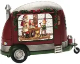 LED Caravan, kerstman met cadeaus, watergevuld, 1L warmwit, BOT