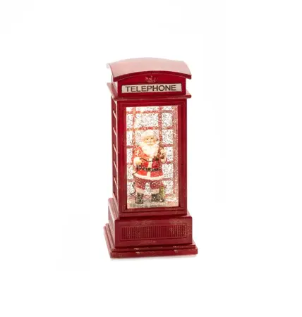 LED Telefooncel 9.5x20cm, Kerstman, watergevuld, 1L warmwit, BOT 5u - afbeelding 1