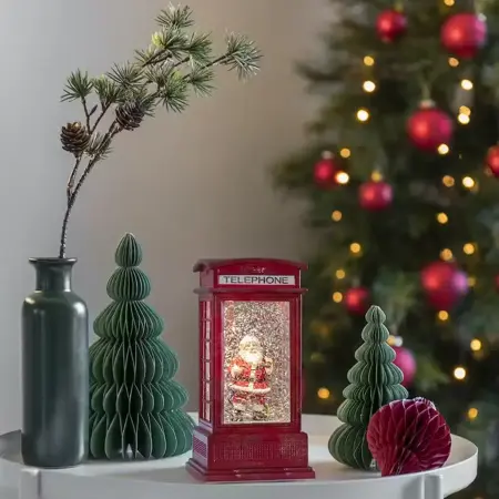 LED Telefooncel 9.5x20cm, Kerstman, watergevuld, 1L warmwit, BOT 5u - afbeelding 2