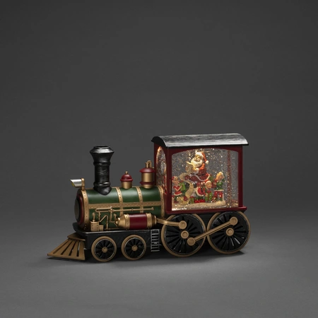 LED Locomotief, kerstman, watergevuld, 1L warmwit, timer 5u, USB of 3x C - afbeelding 1