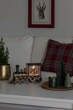 LED Locomotief, kerstman, watergevuld, 1L warmwit, timer 5u, USB of 3x C - afbeelding 3