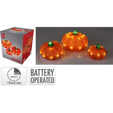 LED Pompoenen Set - 3 stuks