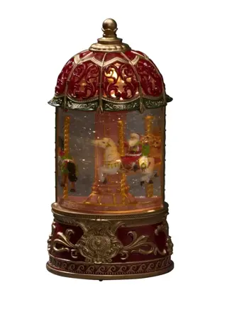 LED Carousel met dieren, watergevuld, 1L warm wit, timer 5u, USB of 3xAA - afbeelding 1