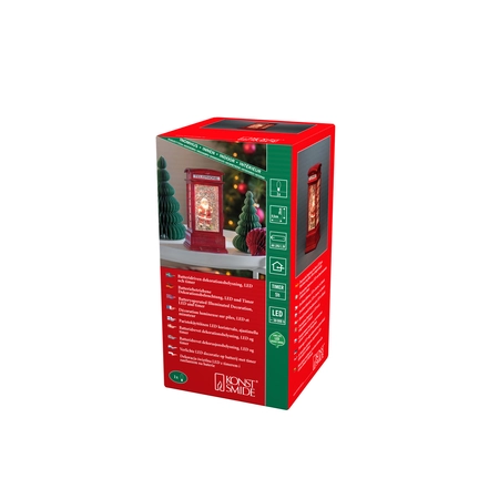 LED Telefooncel 9.5x20cm, Kerstman, watergevuld, 1L warmwit, BOT 5u - afbeelding 3