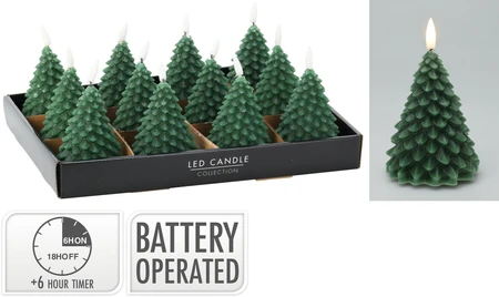 Ledkaars Kerstboom 11cm Groen - afbeelding 1