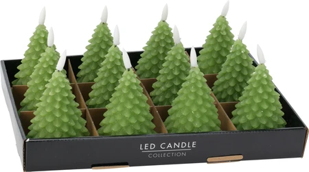 Ledkaars Kerstboom 11cm Groen - afbeelding 2
